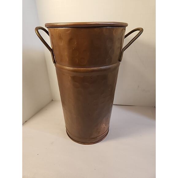 VINTAGE Hammered Copper Pot, Vase 2 Handles , Handcrafted 8.5”t 5”d VTG India - Picture 3 of 8